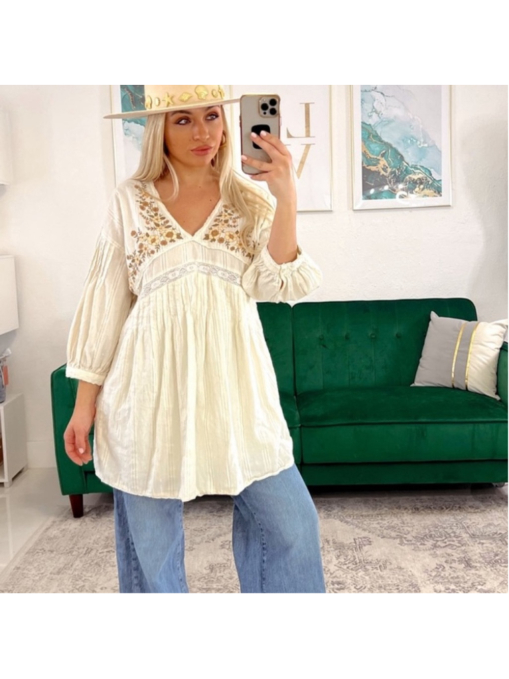 Zara floral boho blouse